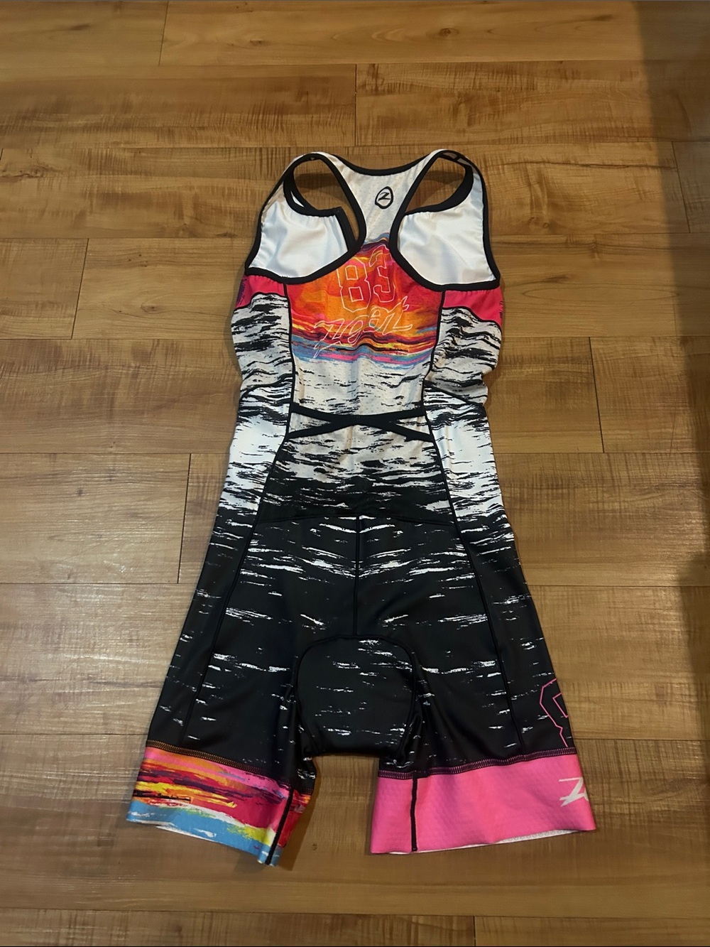 Women’s ZOOT One-Piece Performance Black Pink White cycling bib padded Large - Picture 8 of 12